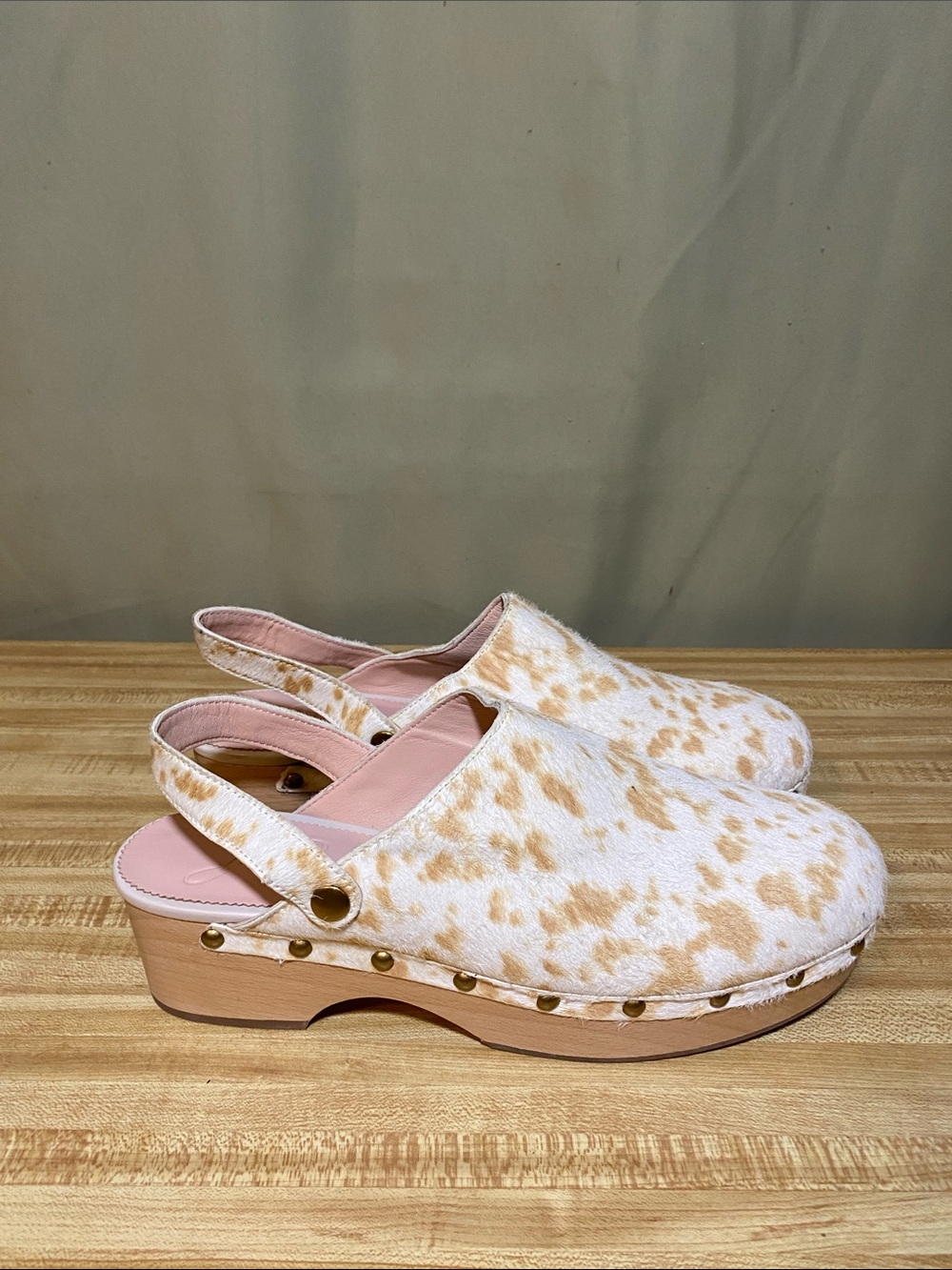 J Crew Calf Hair Convertible -Strap Leather Clogs Womens size 10.5